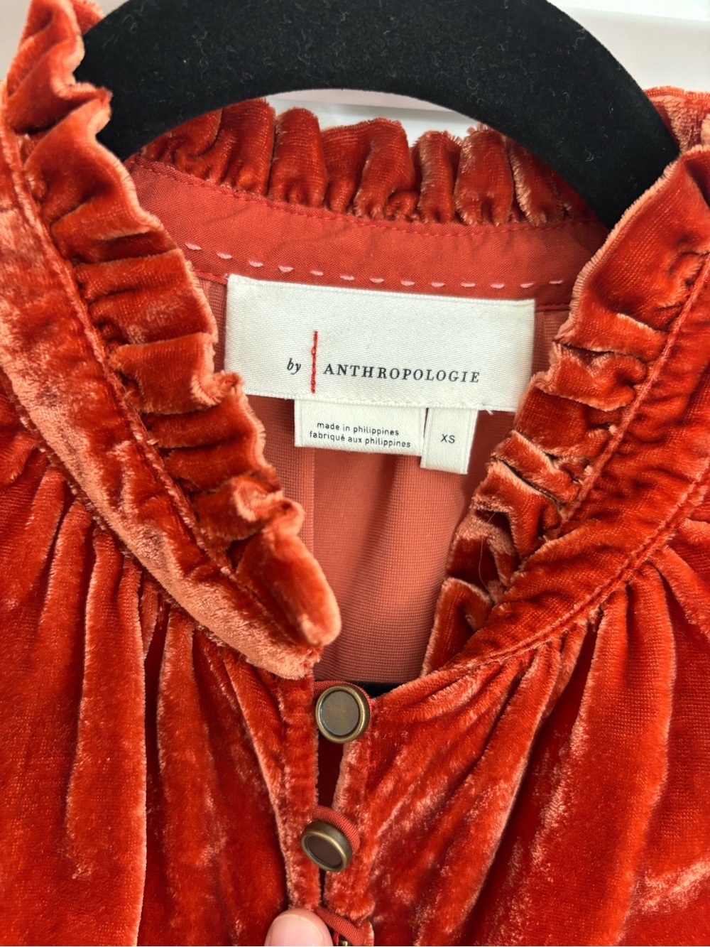 Anthropologie Kristianne Velvet Blouse in Cinnamon (Price Firm) - Picture 6 of 9
